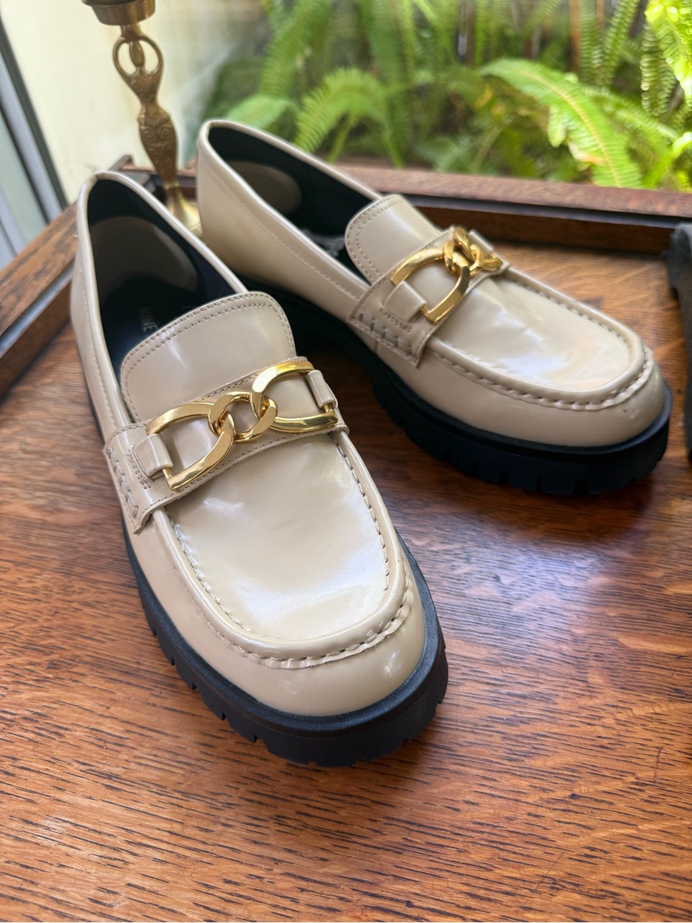 Nine West Loafers with Gold Chain Accent